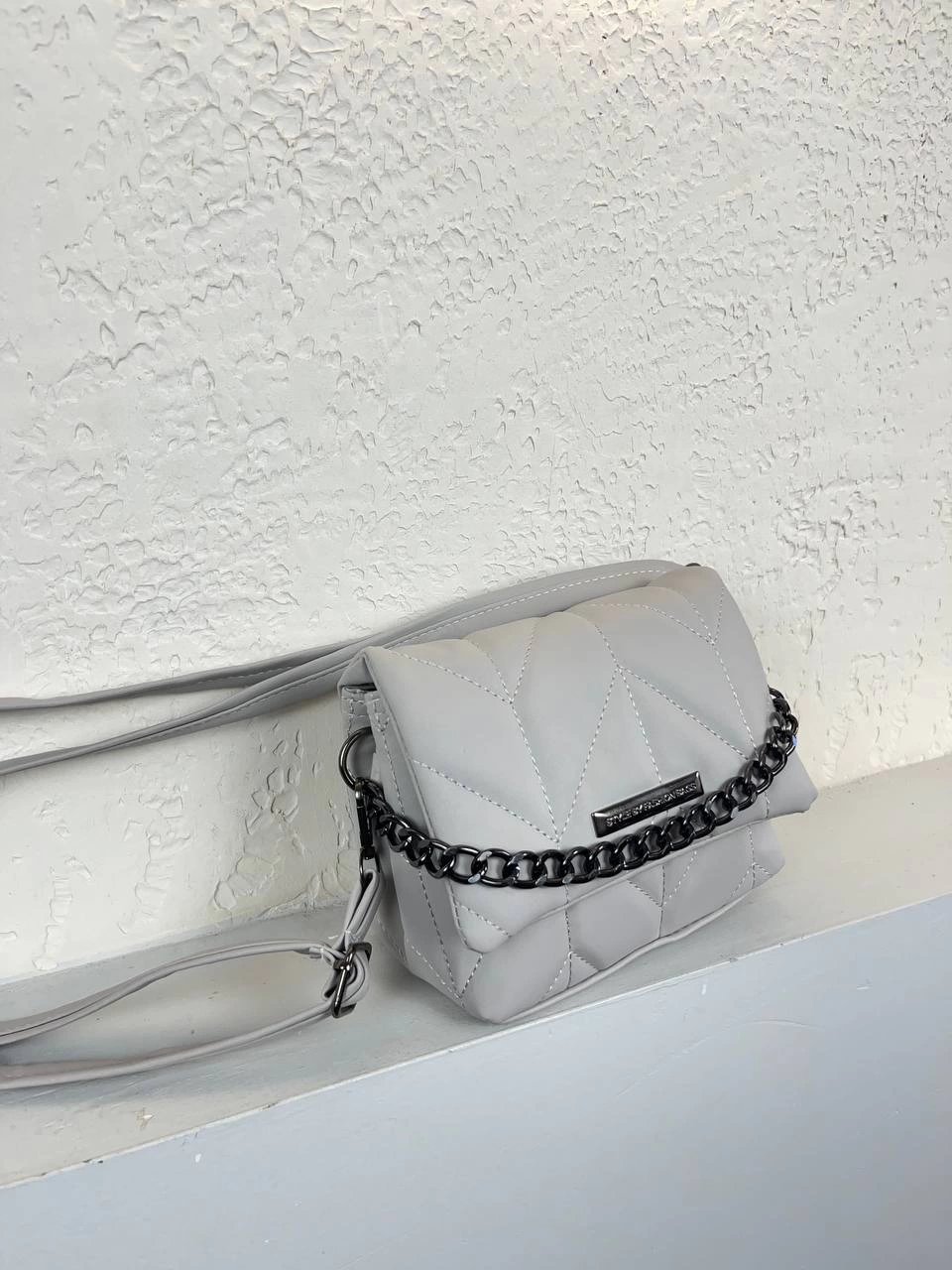 Açık Gri 2 Bölme Zincirli Çanta CB6327