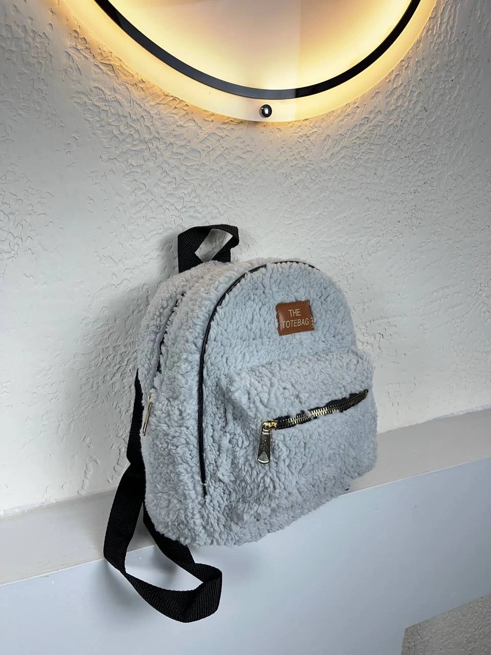 Açık Gri Peluş Sırt Çanta CB8527