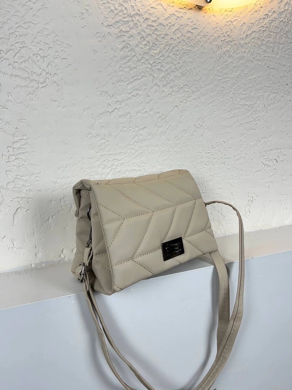 Açık Vizon 2 Bölme Kapitone Çanta CB6327