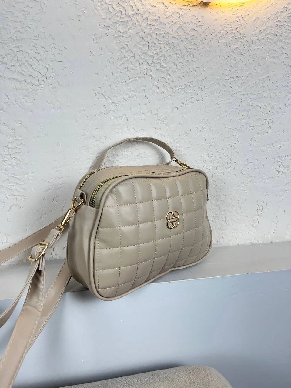 Açık Vizon Kapitone 2 Bölme Çanta CB5279