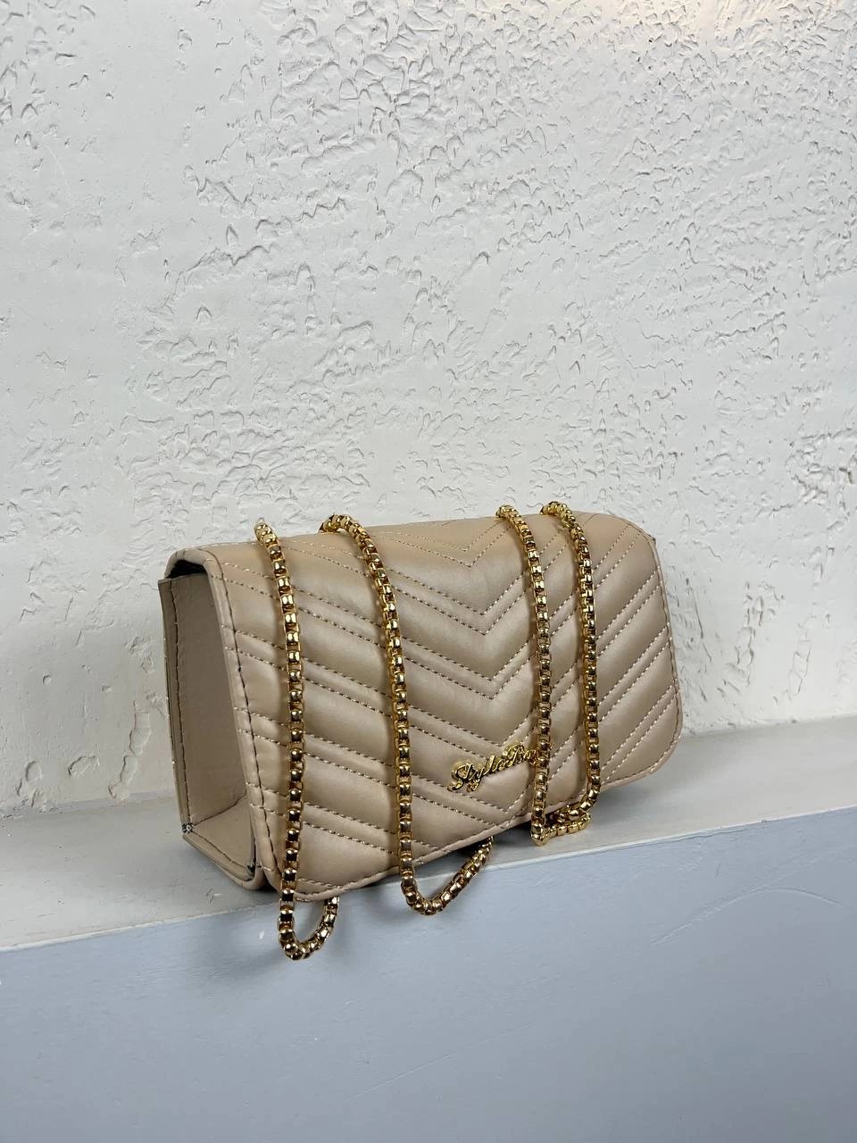 Açık Vizon Kapitone Yeni Sezon Zincirli Çanta CB7439