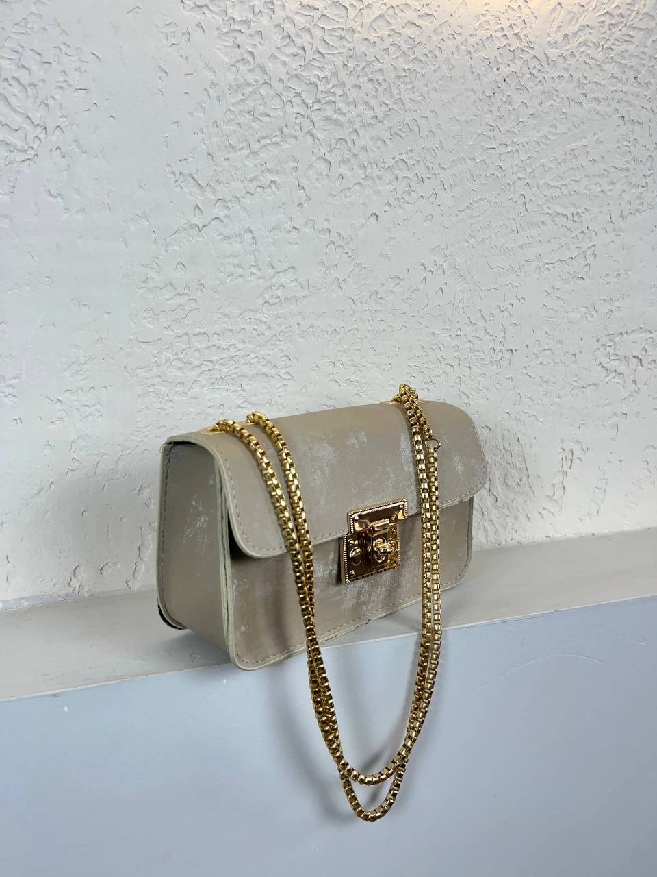 Açık Vizon Nubuk Zincirli Çanta CB5219