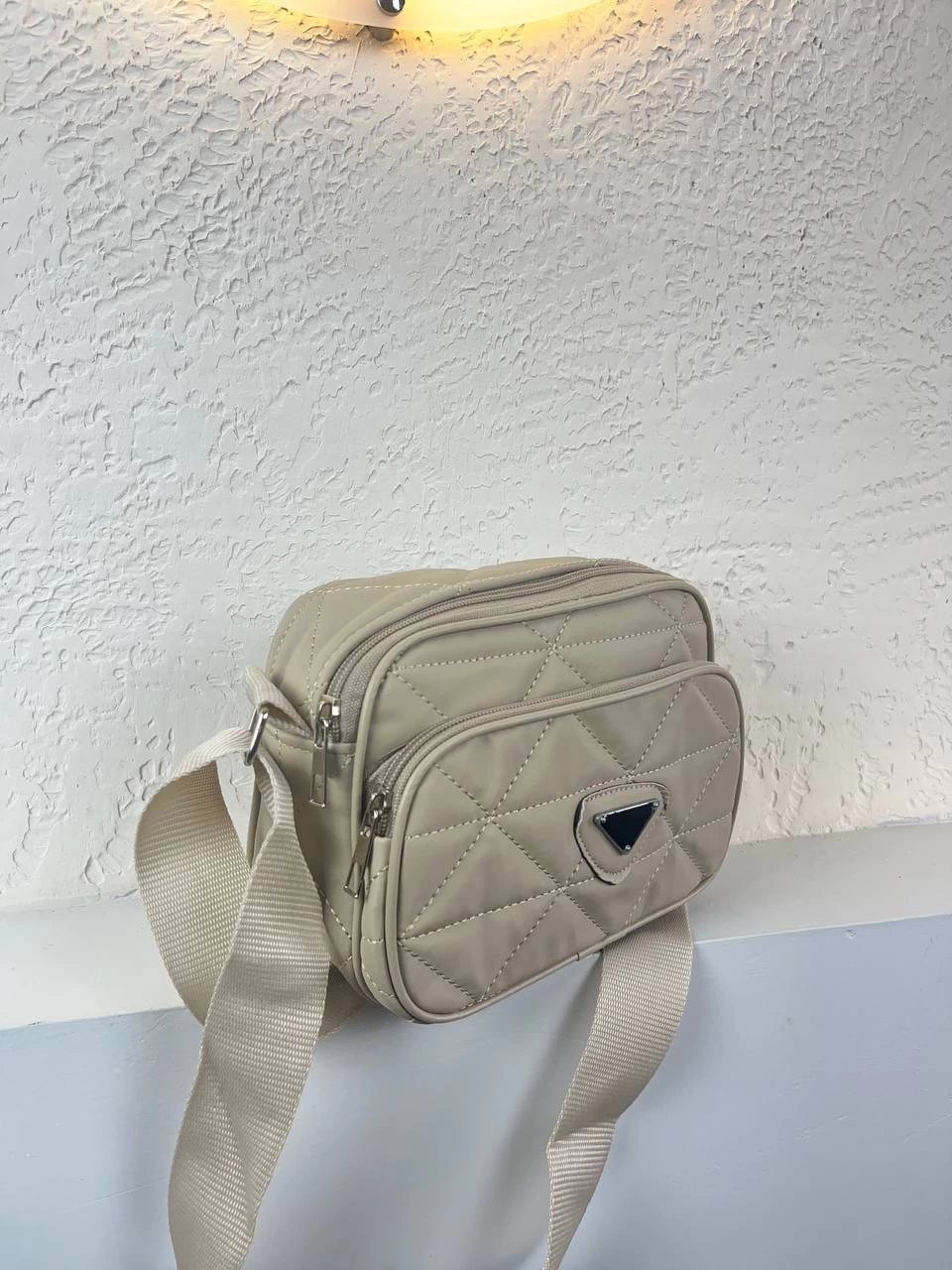 Açık Vizon Renk 2 Bölme Kapitone Kücük Çanta CB0239