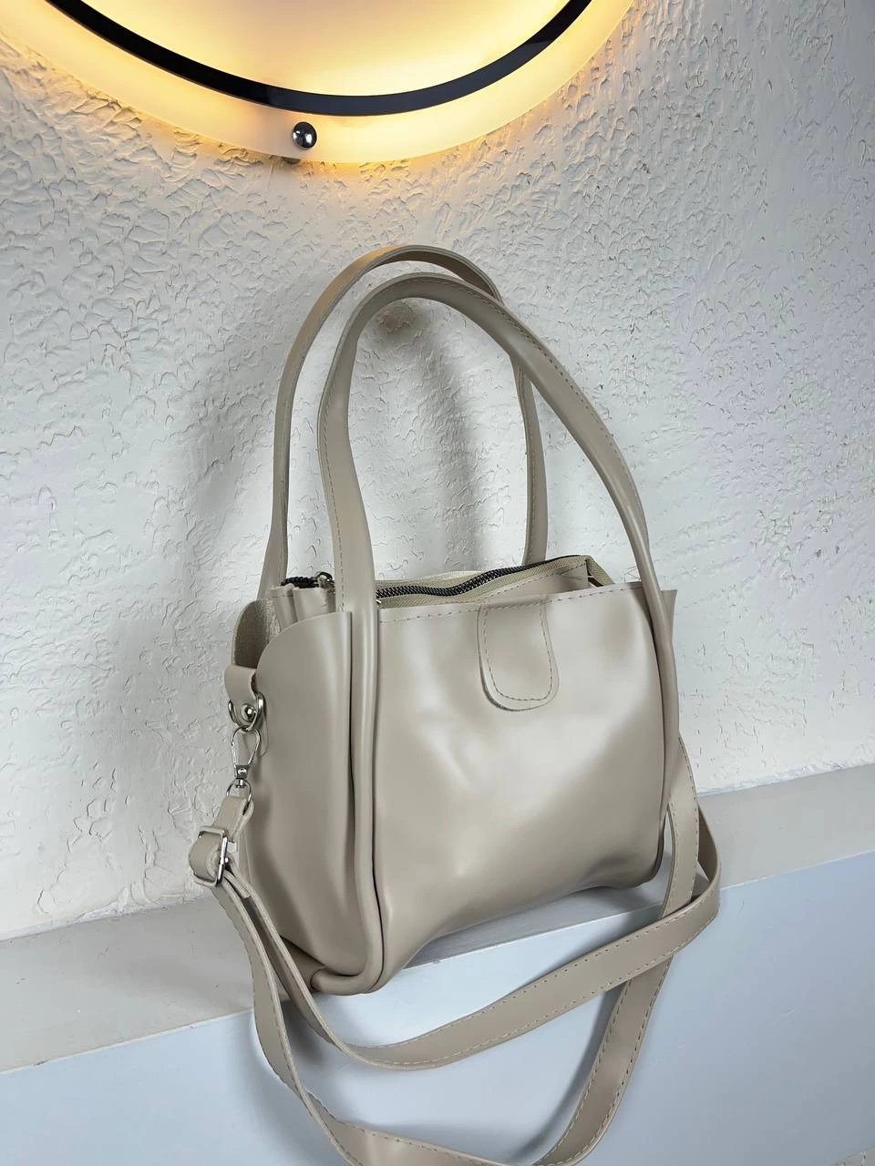 Açık Vizon Renk Kalite Yumuşak Deri Çanta CB3075