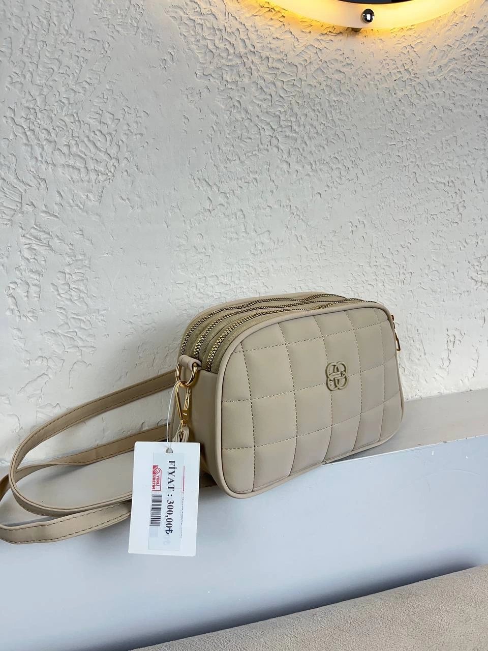 Açık Vizon Renk 3 BÖLME YENİ KALİTE KAPİTONE ÇANTA CB0956