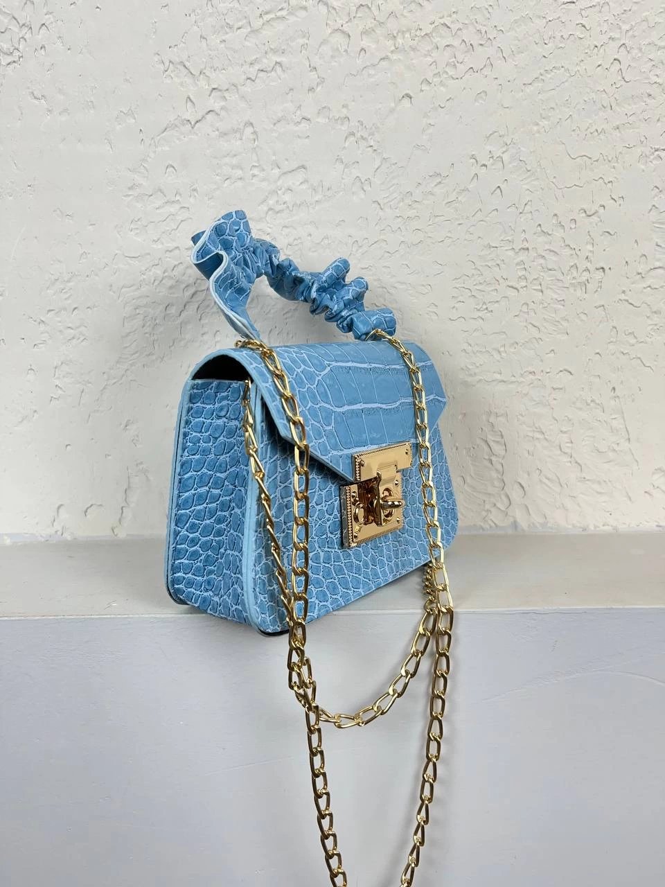 Bebe Mavi Zincirli Mini Çanta