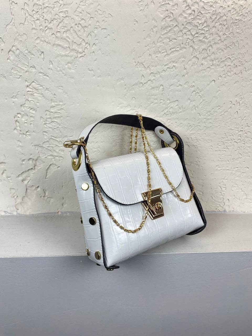 Beyaz Kalıp Deri Çapraz Çanta