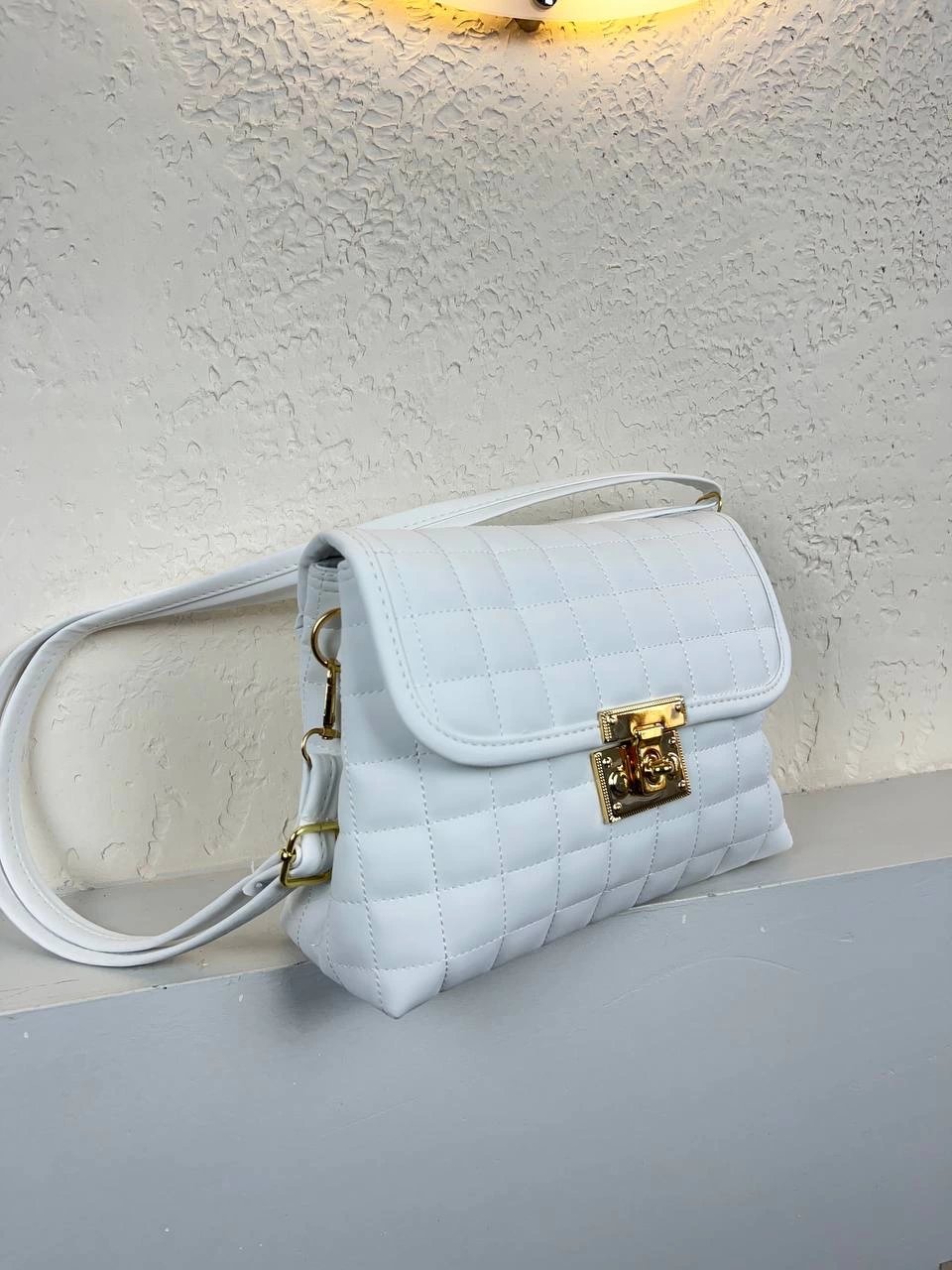 Beyaz Kapitone 2 Bölme Çanta CB3278