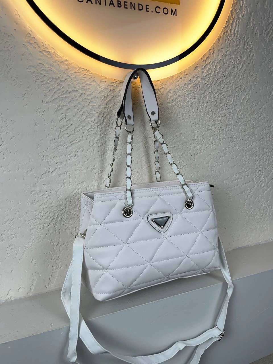 Beyaz Kapitone 2 Bölme Kalite Çanta CB4176