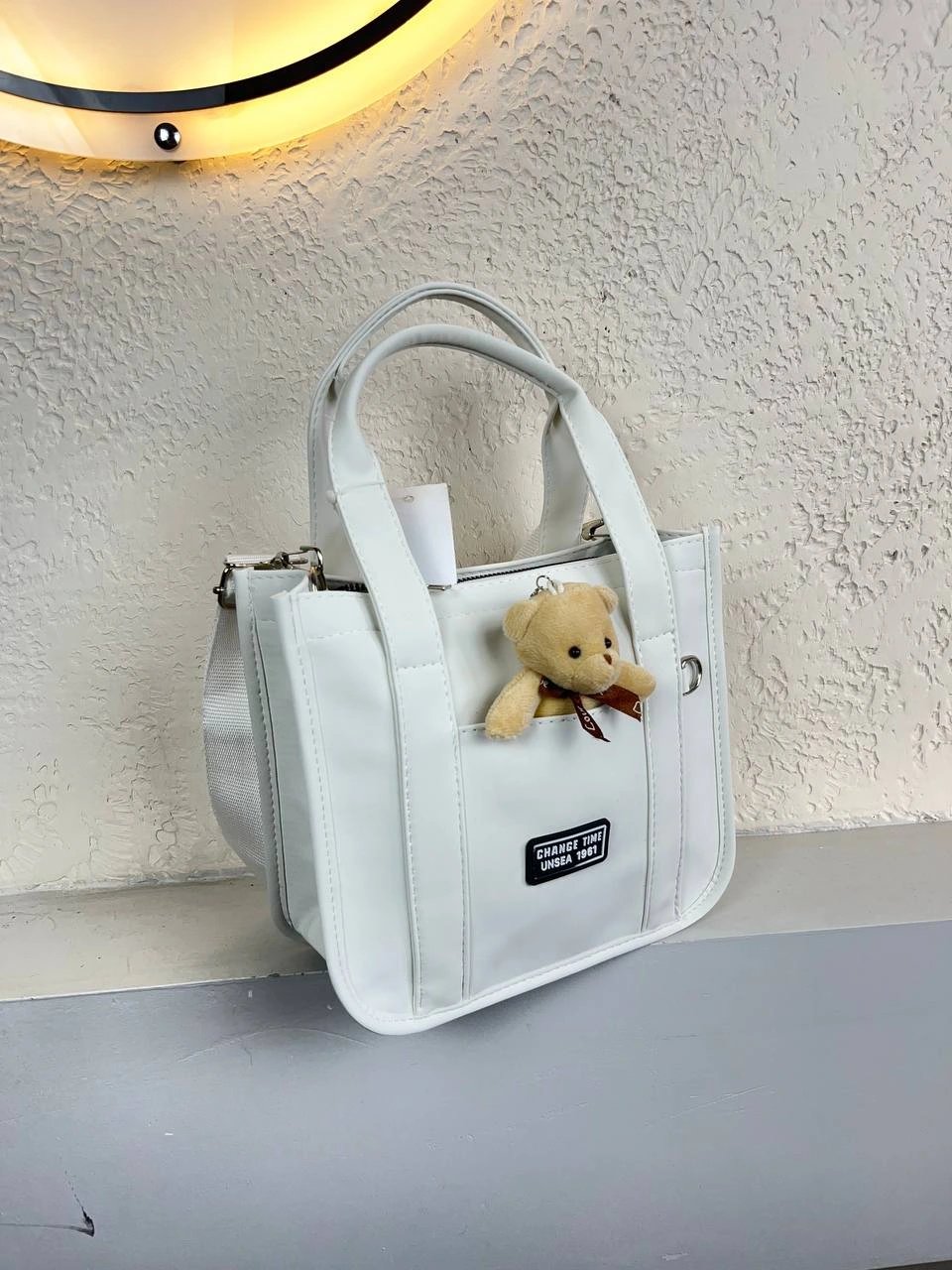 Beyaz Renk Ayıcıklı Hediyeli Çanta CB0283