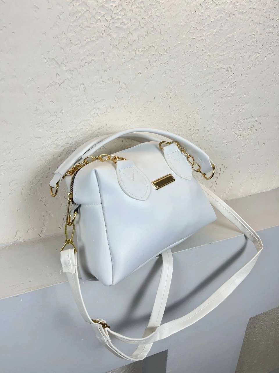 Beyaz Renk Deri Çapraz Çanta CB3719