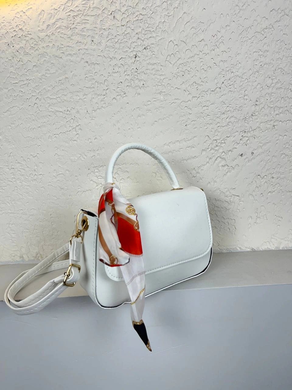 Beyaz Renk Kalıp FULARLI Çanta CB0241