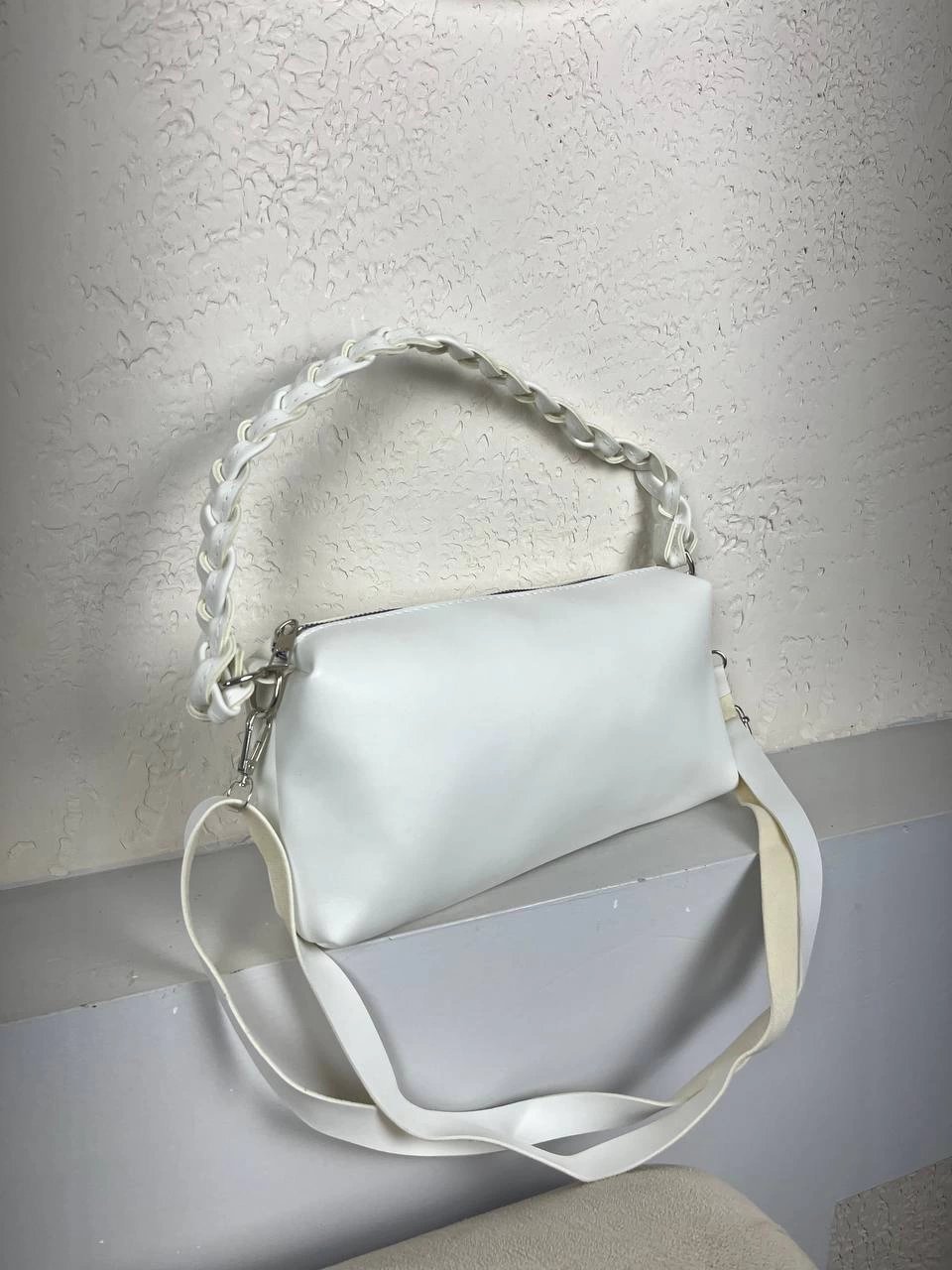 Beyaz Renk Kolları Hasır Çanta CB2397