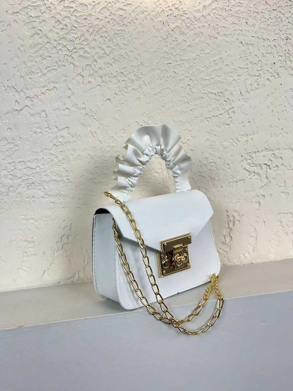 Beyaz Renk MİNİ zincirli Çanta CB4196