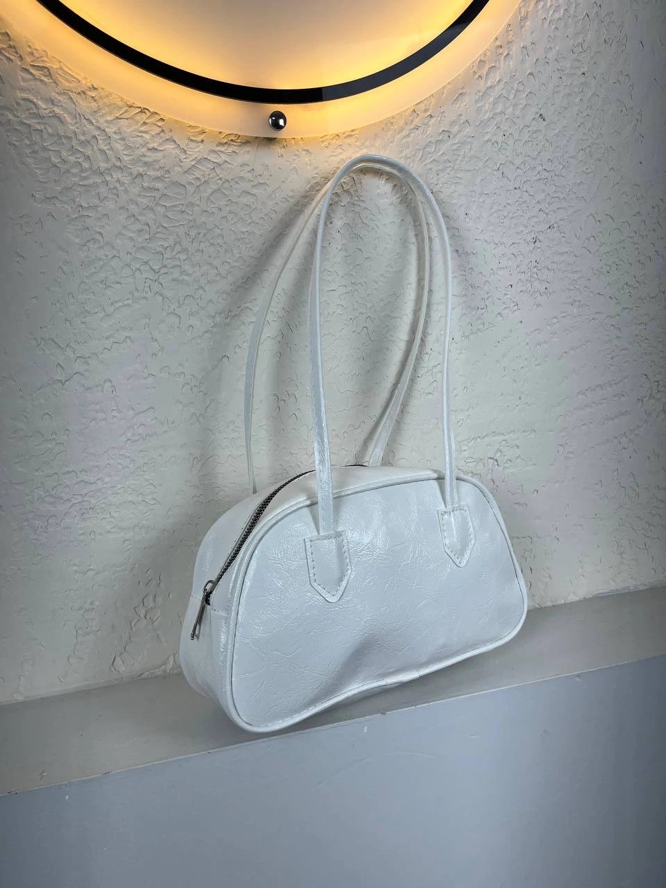 Beyaz Renk UZUN SAPLI Parlak Çanta CB2074