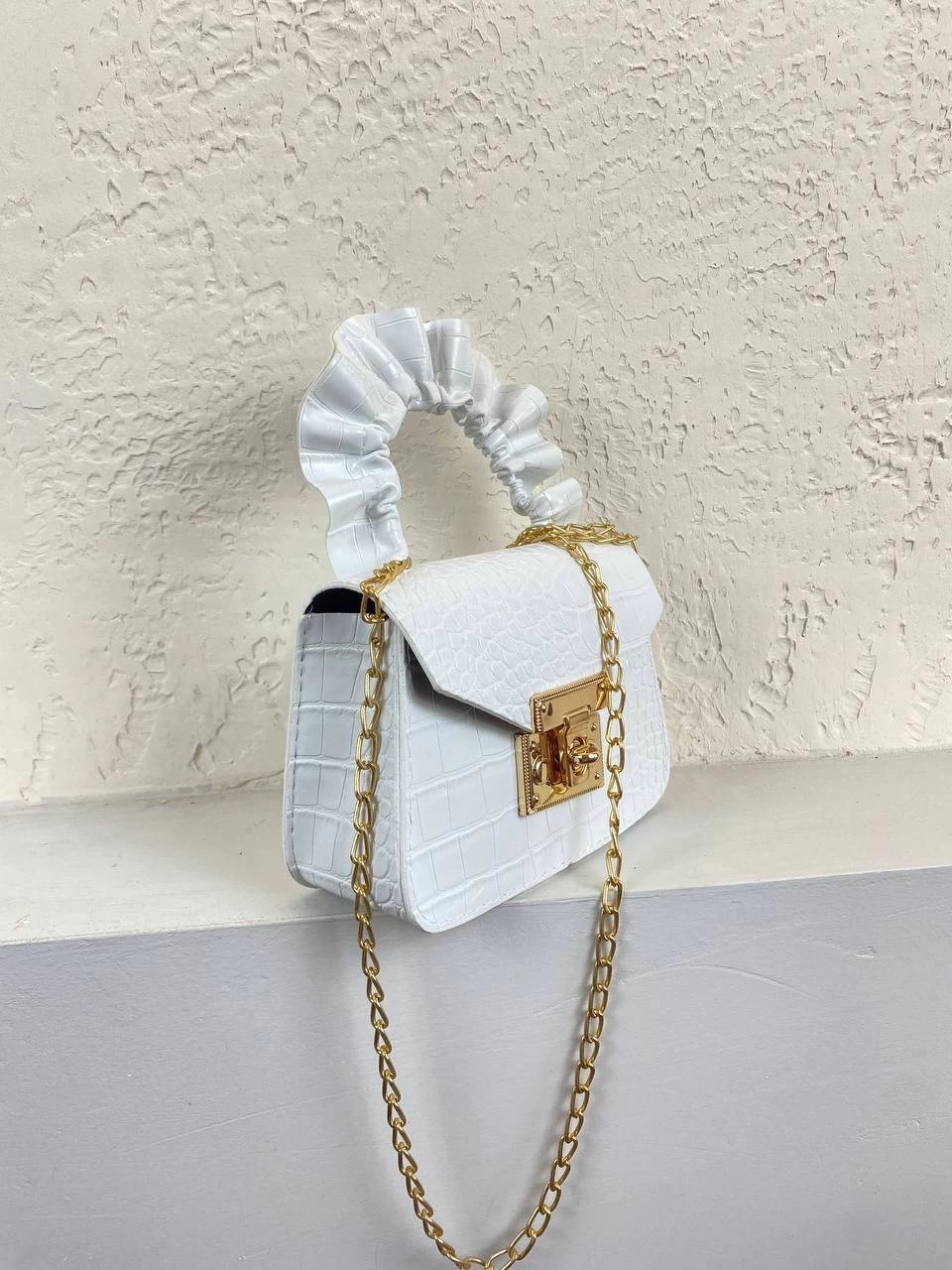 Beyaz Zincirli Mini Çanta