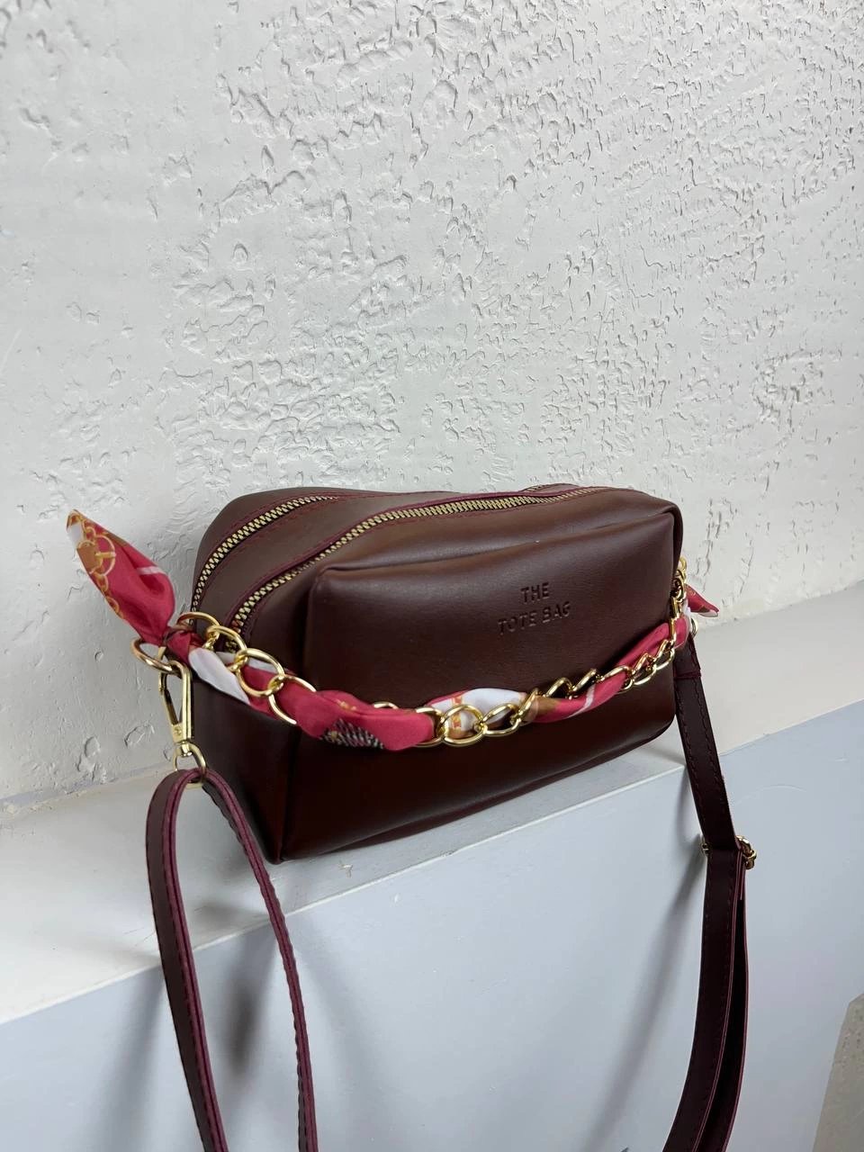 Bordo 2 Bölme Fularlı Çapraz Çanta CB6791