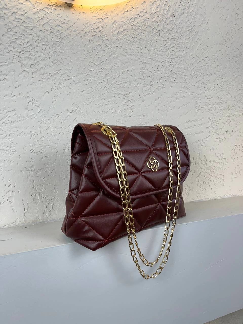 Bordo 2 Bölmeli Zincirli Çanta CB6357