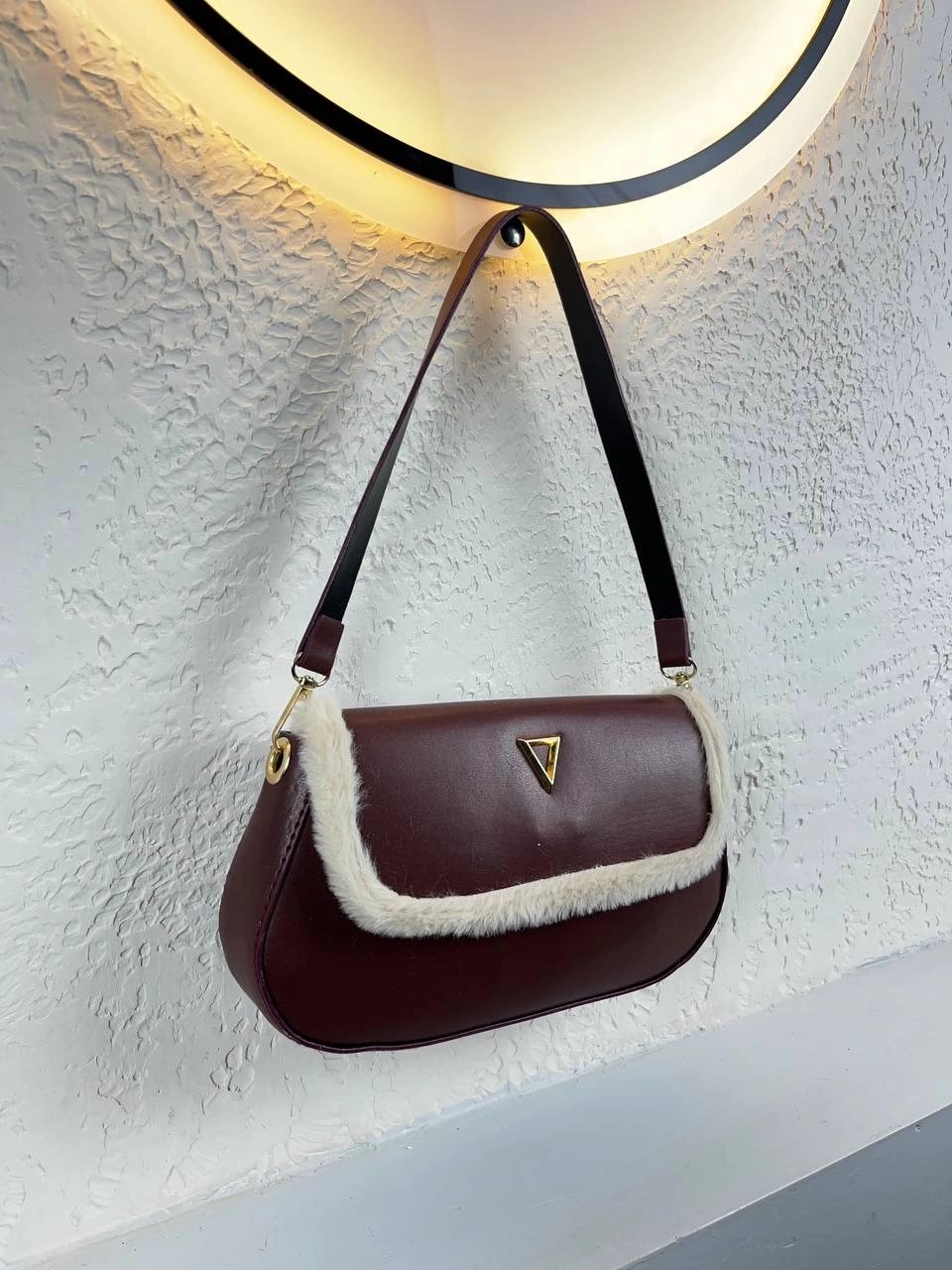 Bordo Baget Peluş Detaylı Çanta CB1273