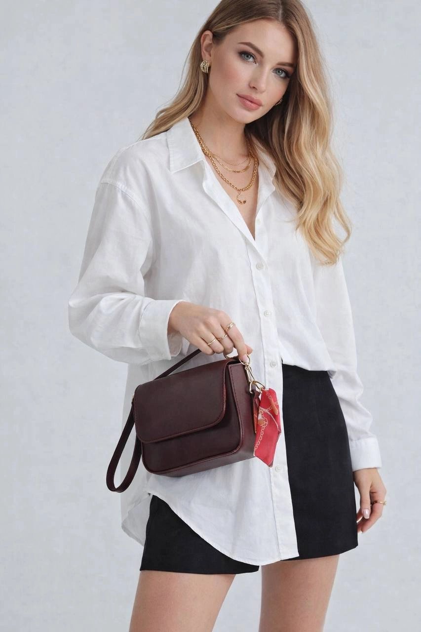 Bordo Fularlı Yeni Sezon Çanta CB9999