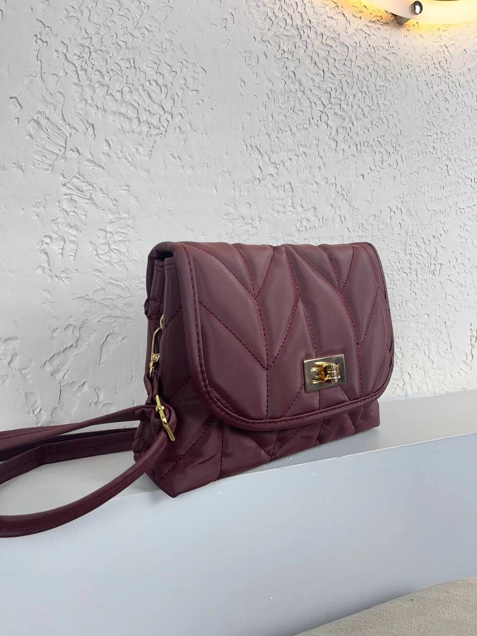 Bordo Kapitone 2 Bölme Çanta CB2414