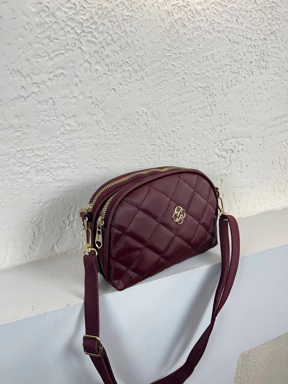 Bordo Kapitone 2 Bölme Çapraz Çanta CB2044
