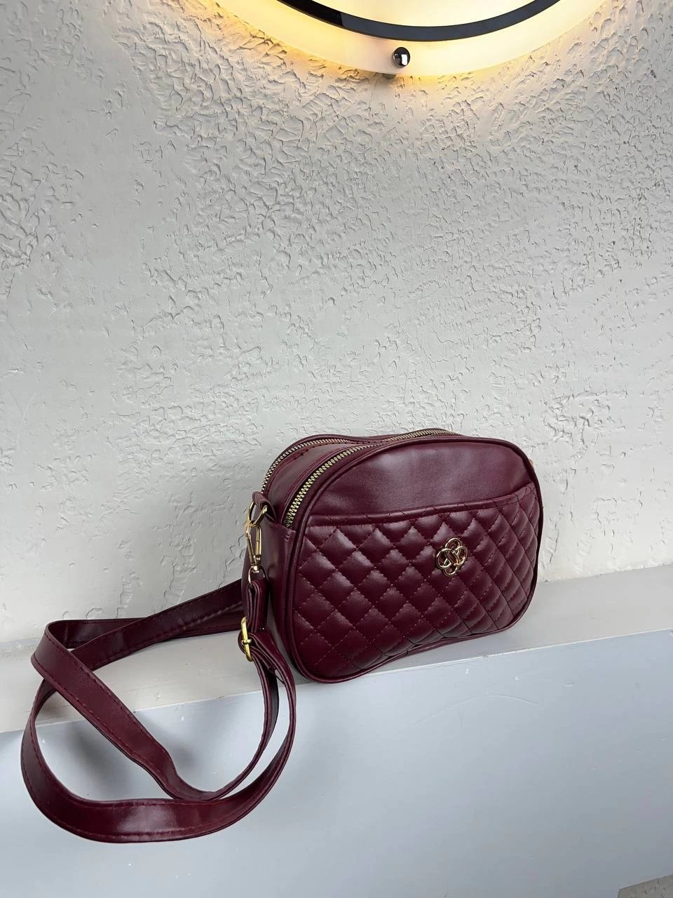 Bordo Kapitone YENİSİ 3 Bölme Çapraz Çanta CB9520