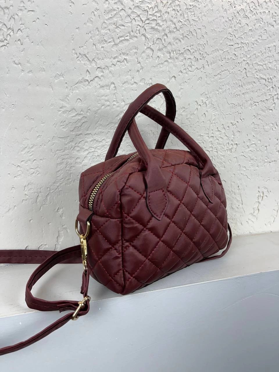 Bordo Mini Boy Kapitone Çanta CB2476