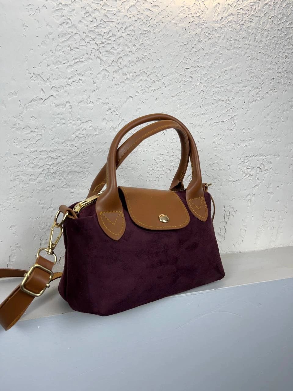 Bordo Nubuk Deri Mini Çapraz Çanta CB1177