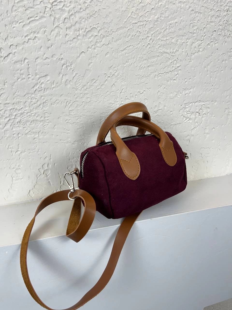 Bordo Nubuk Mini Çanta CB2028