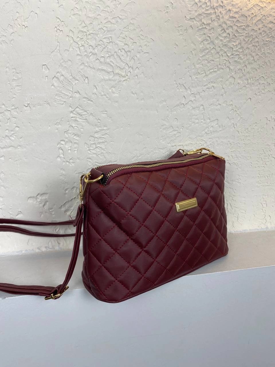 Bordo Renk 2 Bölmeli Kapitone Çanta