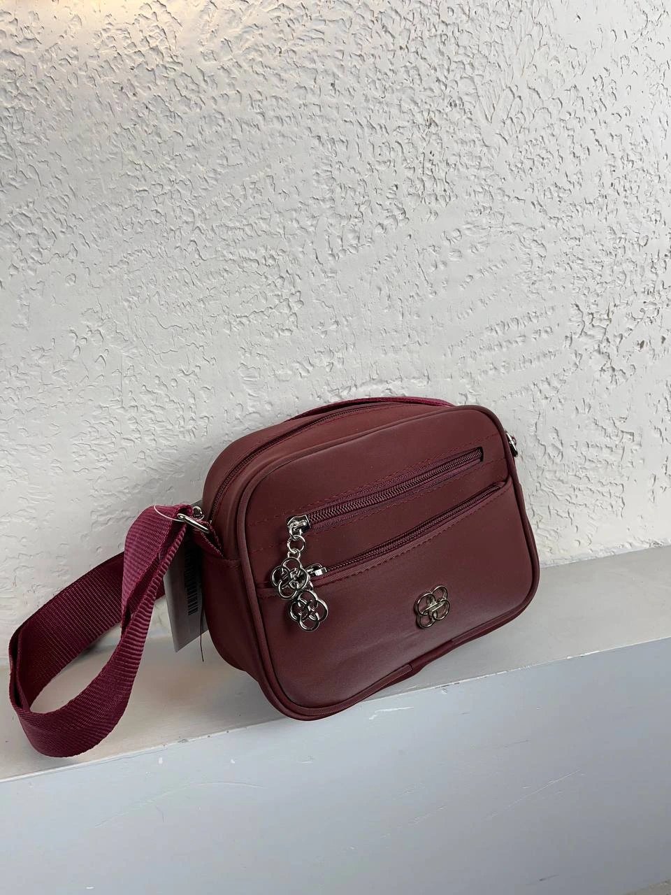 Bordo Renk 3 Bölme Çapraz Çanta CB29141