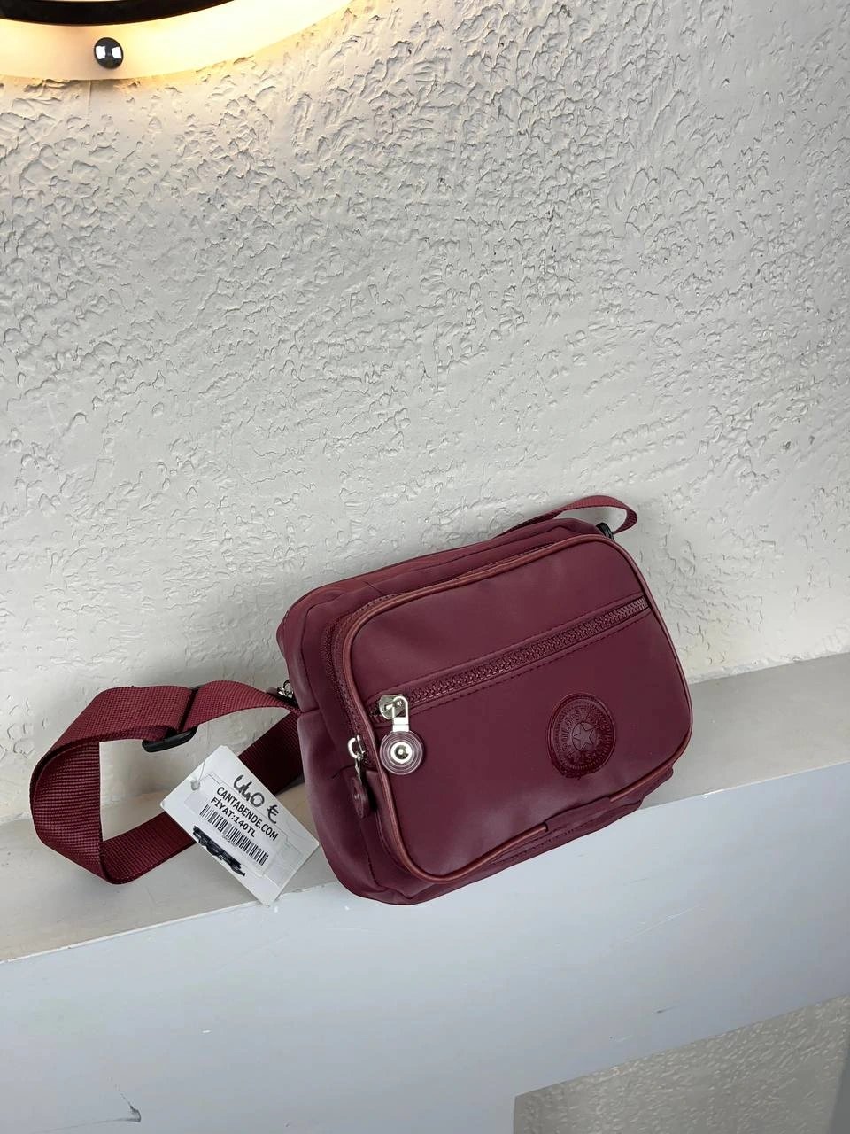 Bordo Renk 3 Bölmeli Krinkıl Çapraz Çanta CB5279