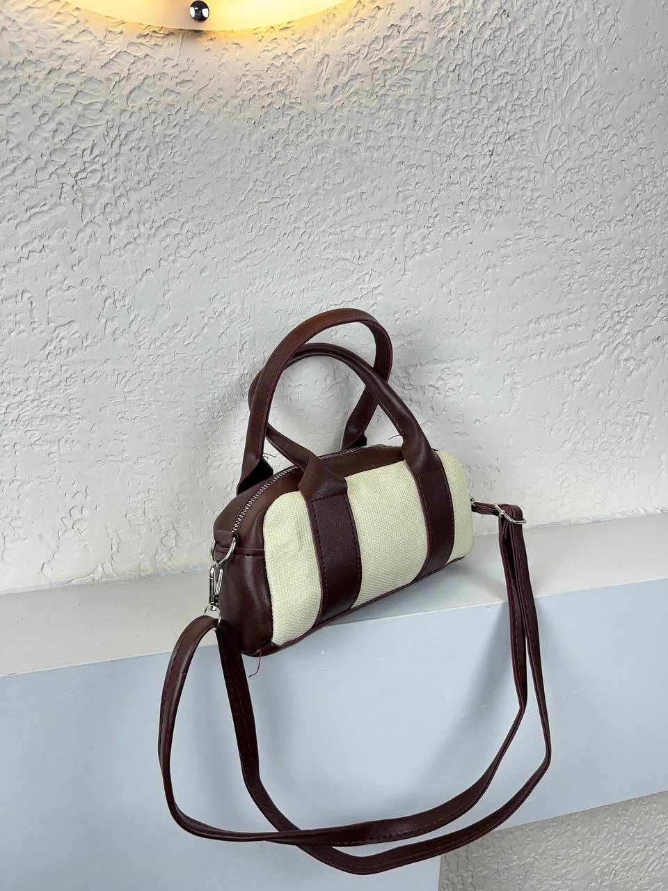 Bordo Renk Çizgili Çanta CB8262