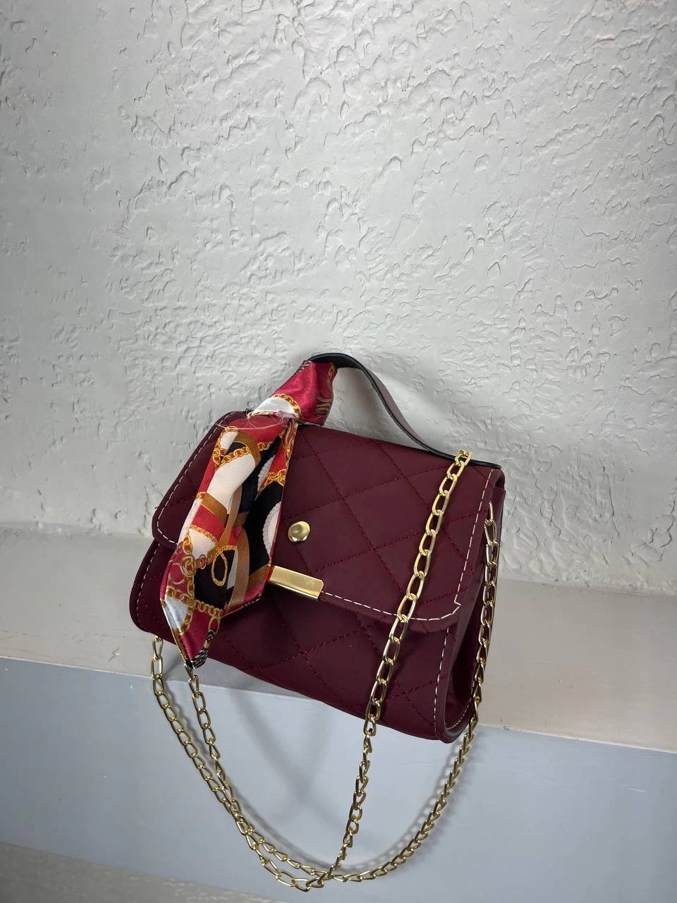 Bordo Renk Fular Detaylı Kol Çanta CB9825