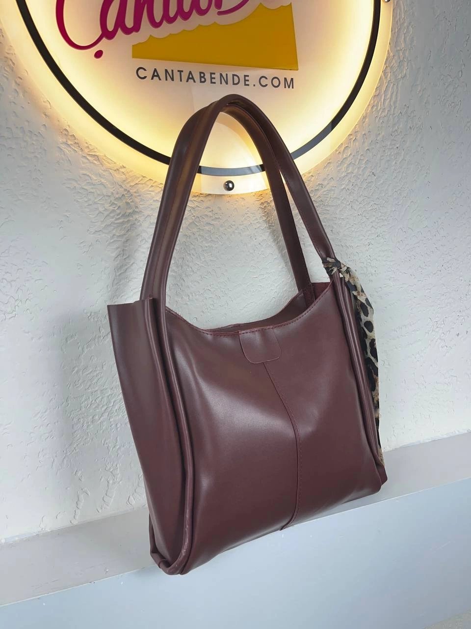 Bordo Renk Fularlı Deri Kol Çanta CB7400