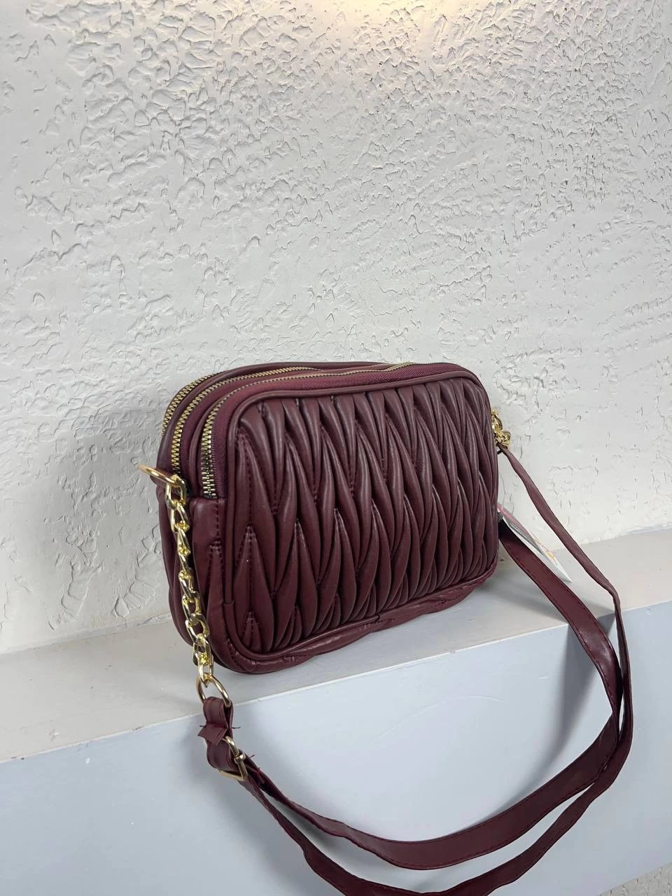 Bordo Renk Kalite 3 Bölme Çapraz Çanta CB3069