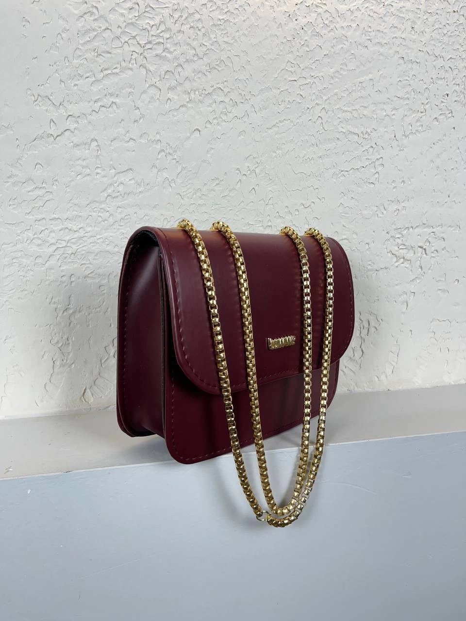 Bordo Renk Kalite Deri Zincirli Çanta CB8539