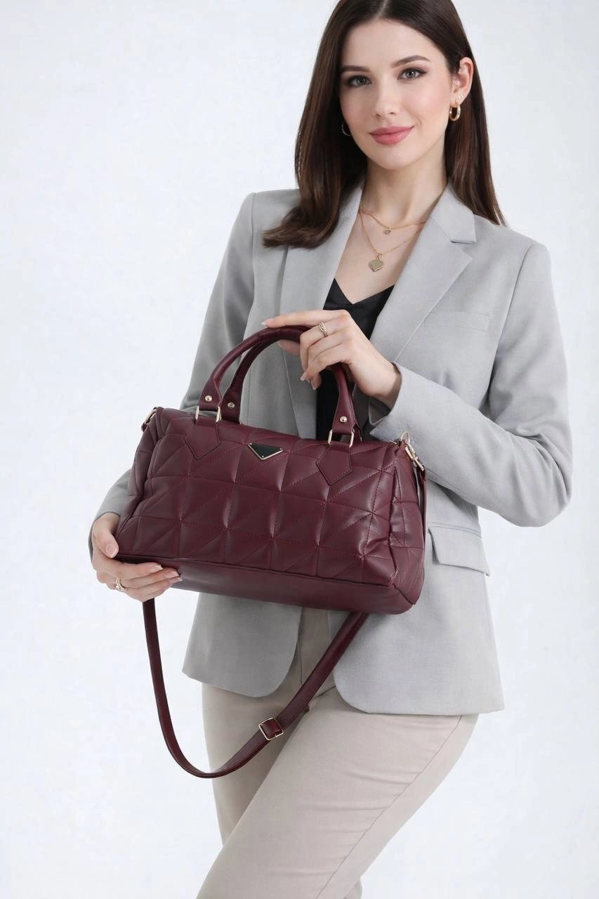 Bordo  Renk Kapitone Kol Çanta CB78194