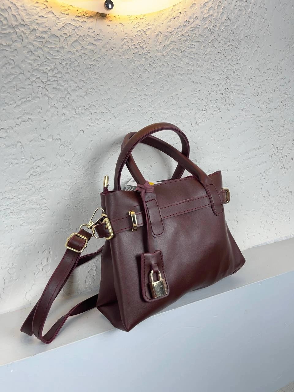 Bordo Renk Kilit Detaylı Kalite Çanta CB1086