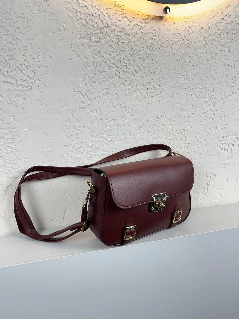 Bordo Renk Önü Kemerli Çanta CB7463