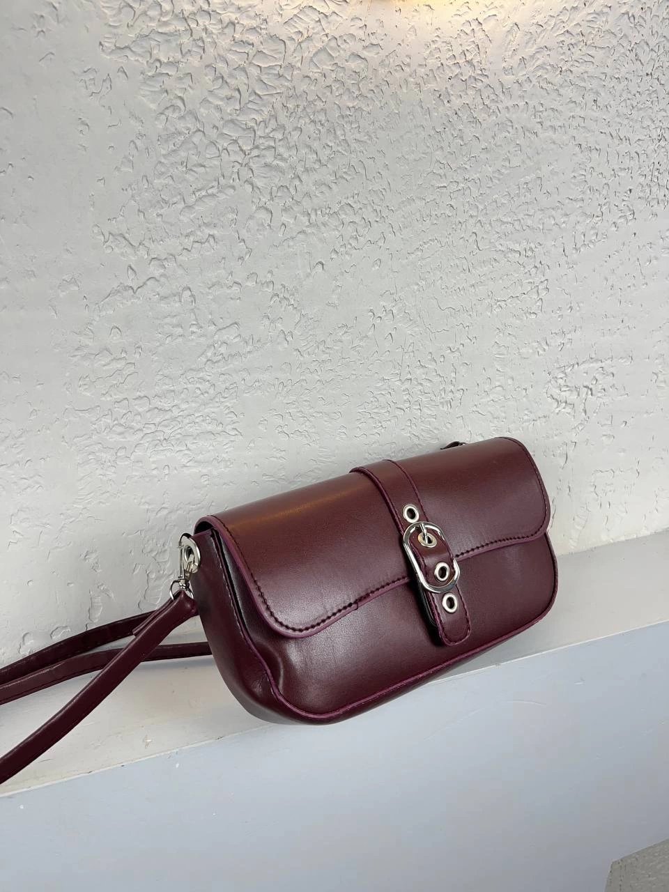 Bordo Renk Önü Tokalı Çanta CB02398