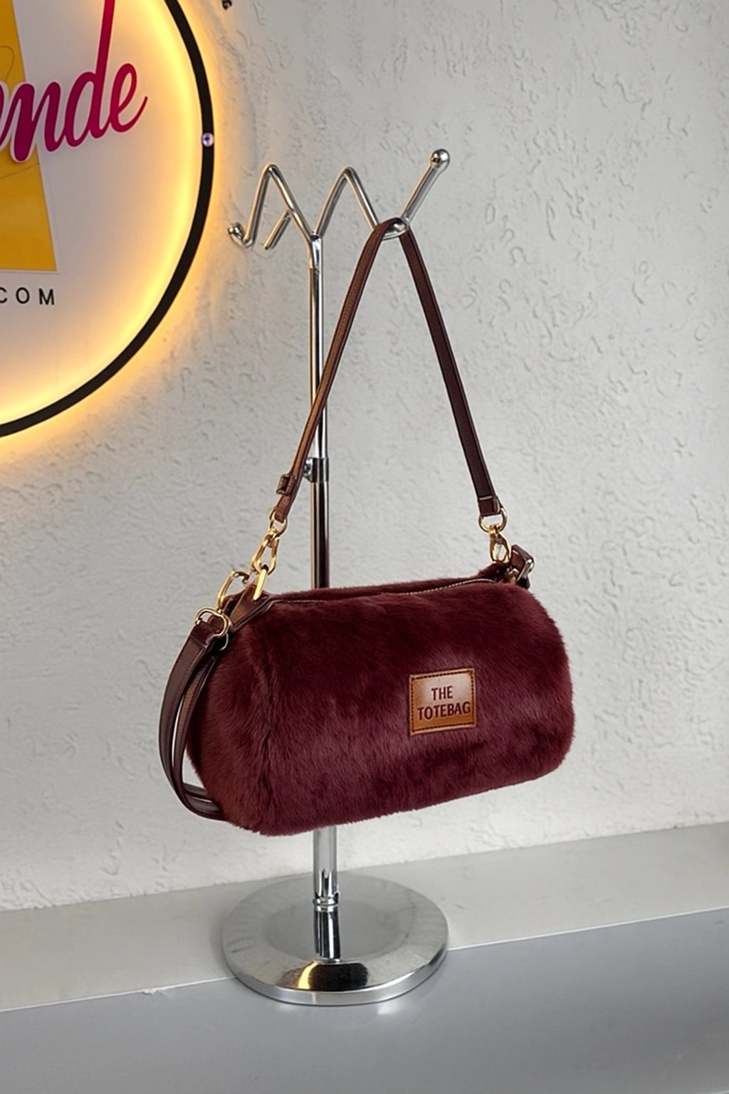 Bordo Renk TOTE PELUŞ Çanta CB90223