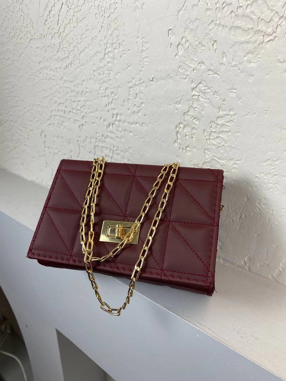 Bordo Renk Yeni Sezon Zincirli Çanta