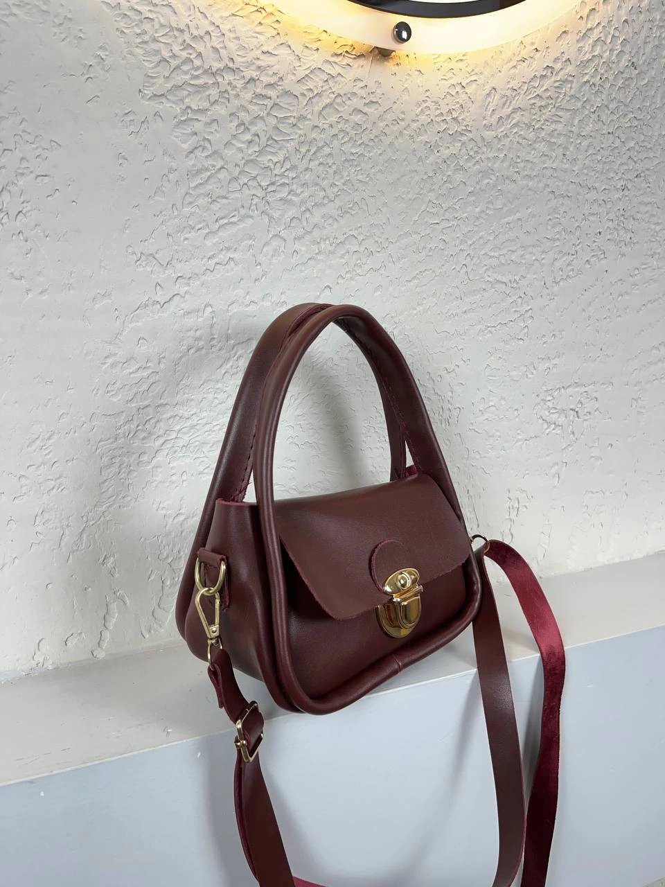 Bordo Renk Yumuşak Deri Kampanya Çanta CB2002