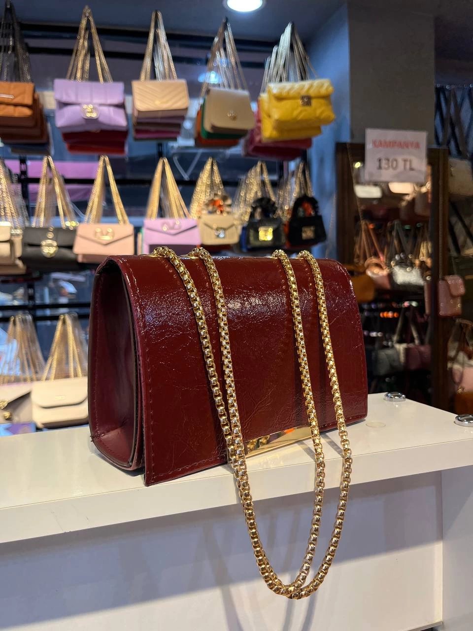 Bordo Rugan Zincirli Kalite Çanta CB65217