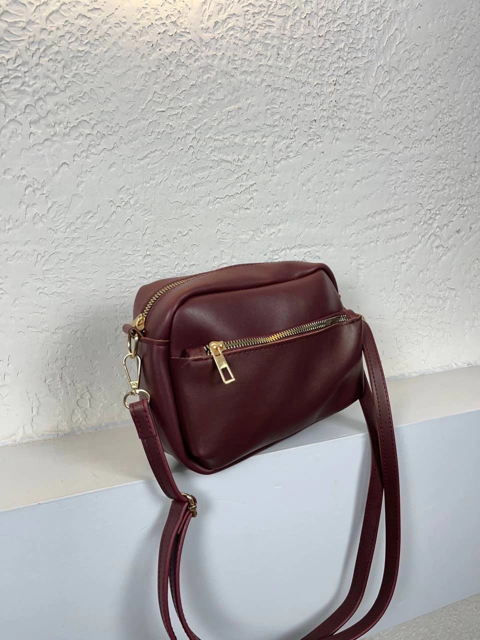 Bordo Yumuşak Deri 2 Bölme Çanta CB2793