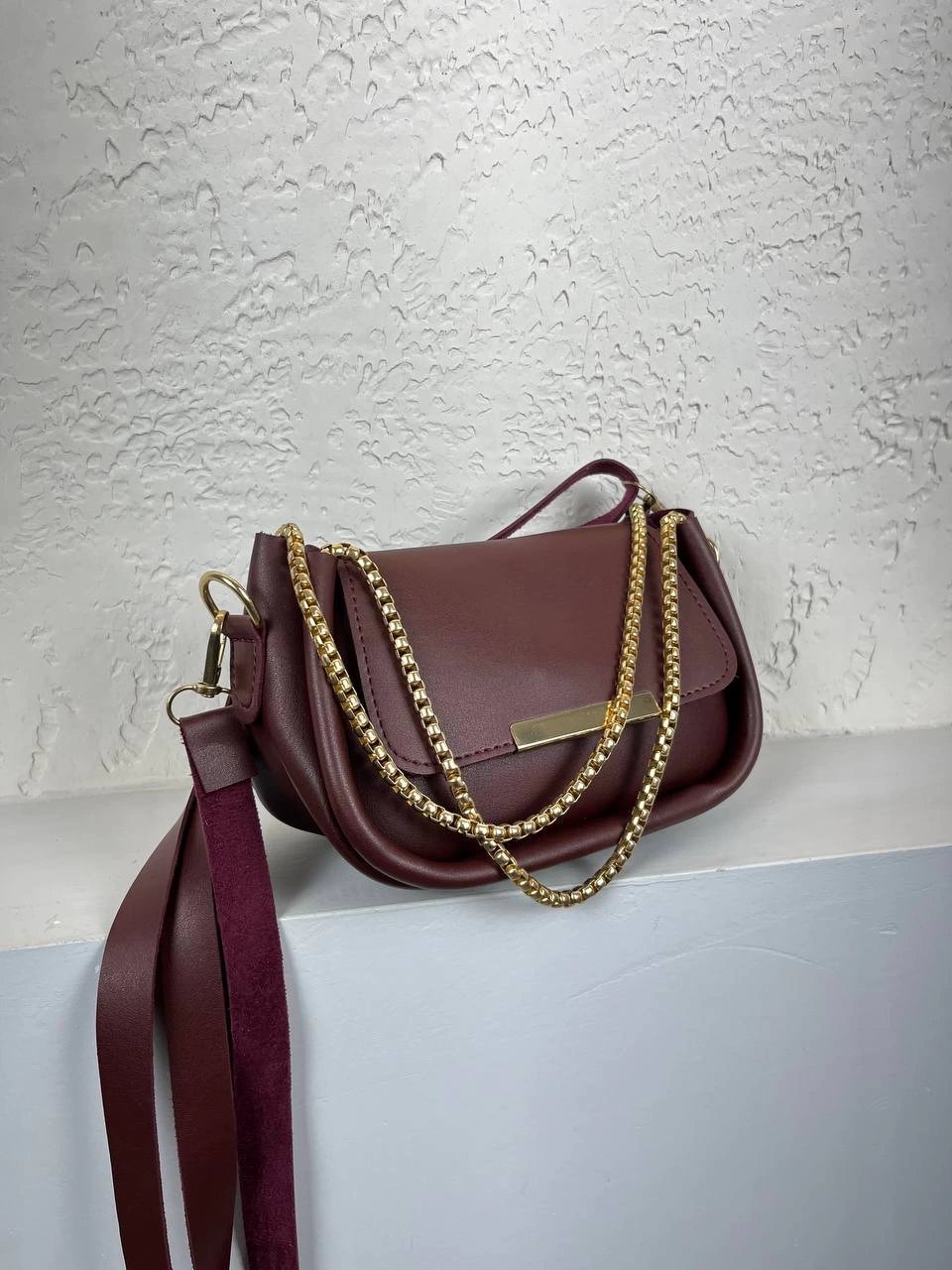 Bordo Yumuşak Zincirli Çapraz Çanta CB2125