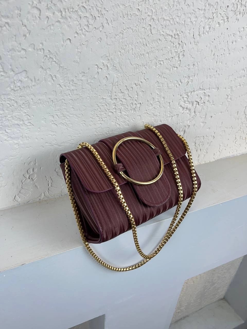 Bordo Zincir Detay Çanta CB7638