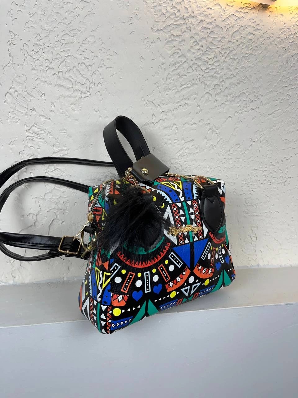 Gökkuşağı Ponponlu Çapraz Çanta CB8766